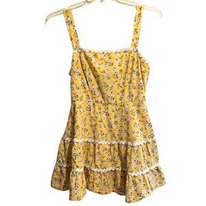Trixxi Butter Yellow Floral Sundress L – Boho Summer Dress Y2K Cottagecore Bride